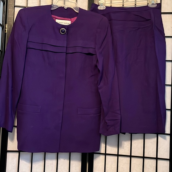 Albert Nipon Lined Wool Skirt Set Size 10 - Picture 1 of 9